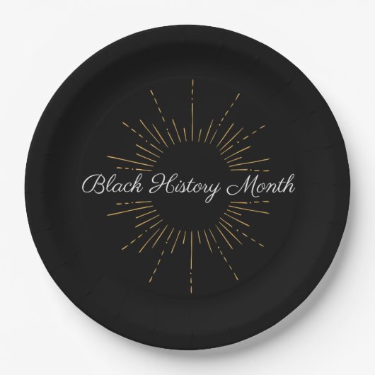 Assiettes En Carton Mois Noir & Or Noir Histoire (Devant)