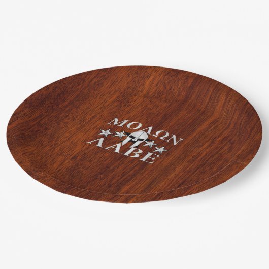 Assiettes En Carton Molon Labe Casque guerrier spartiate en acajou (Angle)