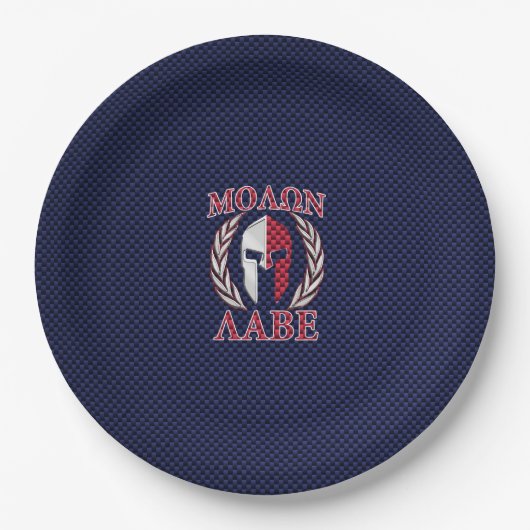 Assiettes En Carton Molon Labe Spartan Warrior Carbon Fiber Chrome (Devant)