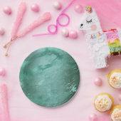 Assiettes En Carton Molten Jade | Marbre de luxe Emerald Green (Fête)