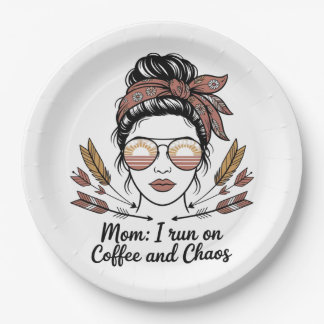 Assiettes En Carton Mom I Run On Coffee And Chaos