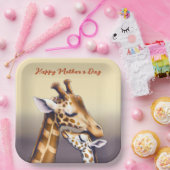 Assiettes En Carton Moment de contact entre Mère Giraffe & Calf (Fête)