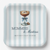 Assiettes En Carton Mommies and Martinis Blue Bow Boy Baby shower (Recto)