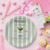 Assiettes En Carton Mommies et Baby shower Matcha Olive Green Bow (Fête)
