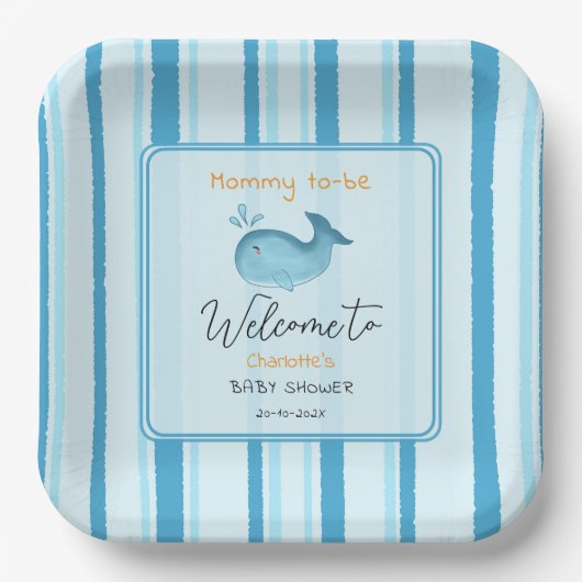 Assiettes En Carton Mommy To Be Cute Whale Baby Shower (Recto)