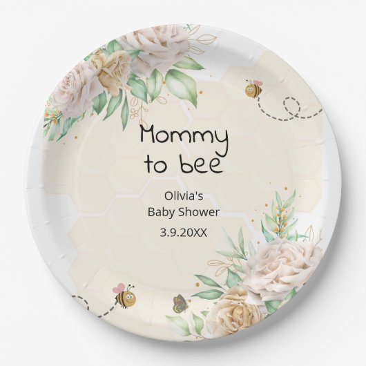 Assiettes En Carton Mommy to bebe bumble abeille plaque de papier baby (Devant)