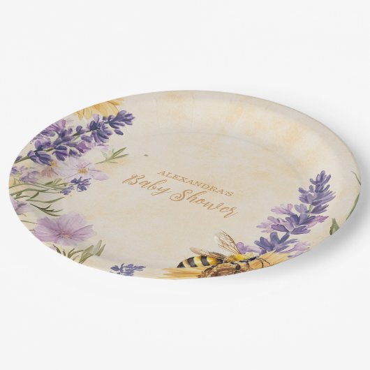 Assiettes En Carton Mommy to Bee Floral Baby Shower (Angle)