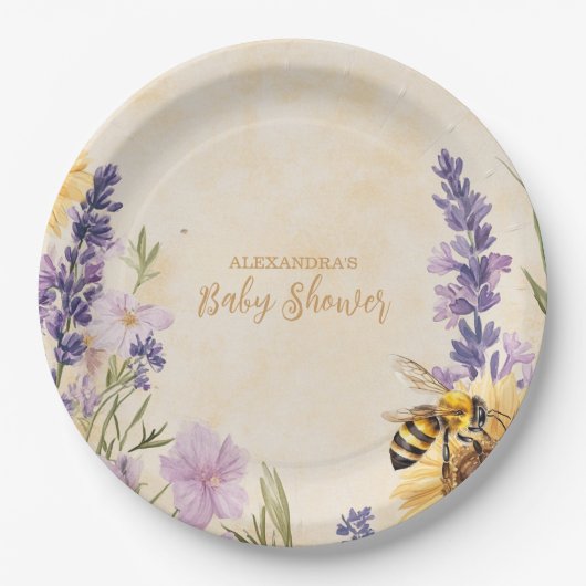 Assiettes En Carton Mommy to Bee Floral Baby Shower (Devant)