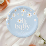 Assiettes En Carton Mon bébé ! Baby shower de bouho bleu Retro Daisy<br><div class="desc">Mon bébé ! Plaques de baby shower marguerite d'inspiration rétro avec marguerites de style 70's et polices boho et couleur</div>