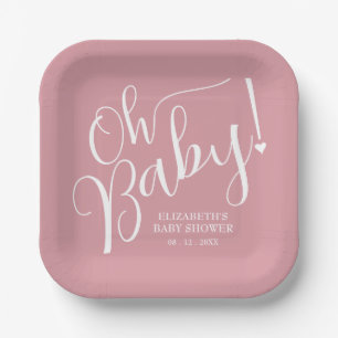 Assiettes En Carton Mon bébé ! Baby shower rose fille