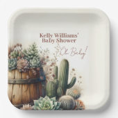Assiettes En Carton Mon bébé ! Baby shower Rustique Succulents & Cactu (Recto)