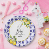 Assiettes En Carton Mon bébé ! Carrelage bleu méditerranéen Baby showe (Fête)