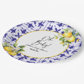Assiettes En Carton Mon bébé ! Carrelage bleu méditerranéen Baby showe (Angle)
