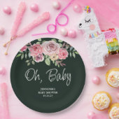 Assiettes En Carton Mon bébé Rose simple Baby shower vert radiant (Fête)
