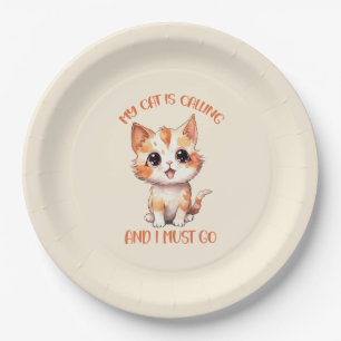 Assiettes En Carton Mon Chat Appelle Un Chat Orange Cute