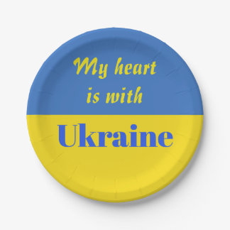 Assiettes En Carton Mon coeur est avec l'Ukraine