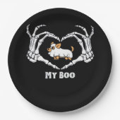 Assiettes En Carton Mon Costume Boo Chihuahua Avec Mains Coeurs Squele (Devant)