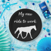 Assiettes En Carton Mon nouveau voyage au travail en cheval drôle (Fête)