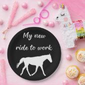 Assiettes En Carton Mon nouveau voyage au travail en cheval drôle (Fête)