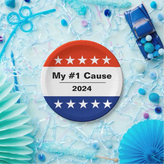 Assiettes En Carton Mon numéro d'élection 2024 (Fête)