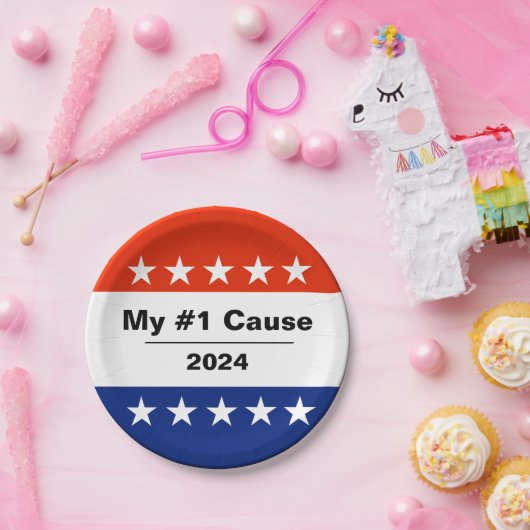 Assiettes En Carton Mon numéro d'élection 2024 (Fête)