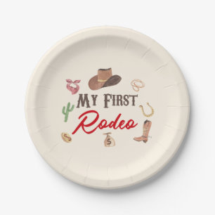 Assiettes En Carton Mon premier Rodeo Cowboy 1er premier anniversaire