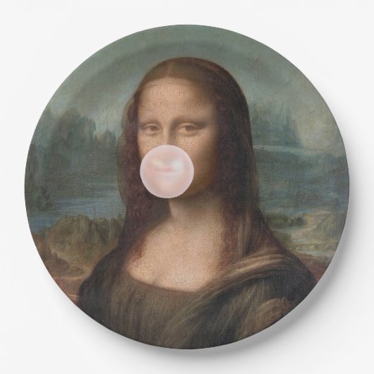 Assiettes En Carton Mona Lisa Blown Pink Buble gomme (Devant)