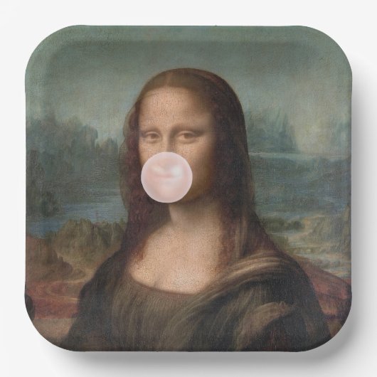 Assiettes En Carton Mona Lisa Blown Pink Buble gomme (Recto)