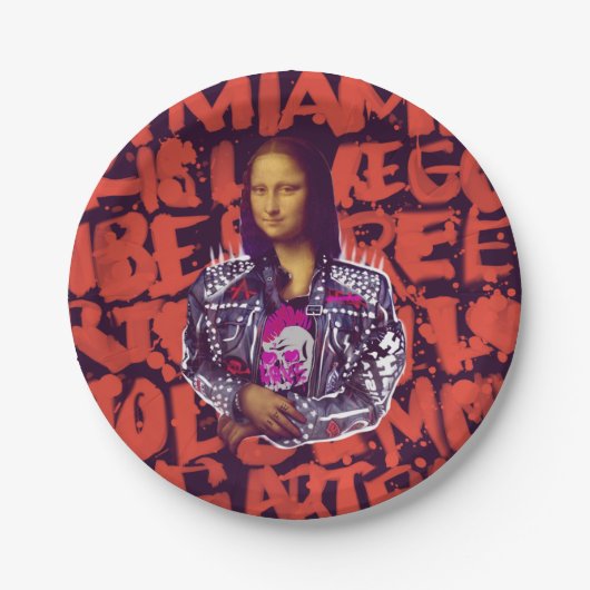 Assiettes En Carton Mona Lisa Punk Art (Devant)