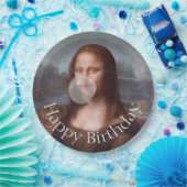 Assiettes En Carton Mona Lisa soufflant la gomme Joyeux anniversaire (Fête)
