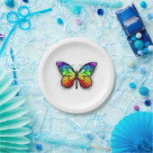 Assiettes En Carton Monarque papillon arc-en-ciel (Fête)