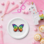 Assiettes En Carton Monarque papillon arc-en-ciel (Fête)