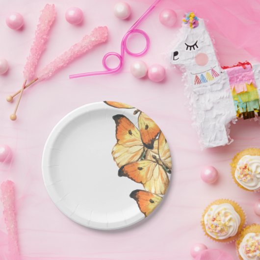 Assiettes En Carton Monarque Papillon Orange Douche nuptiale Invitatio (Fête)