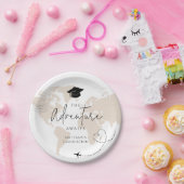 Assiettes En Carton Mondial Map voyage aventure commence Graduation (Fête)