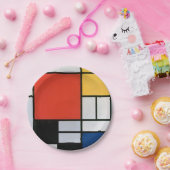 Assiettes En Carton Mondrial Composition Rouge Jaune Bleu Noir (Fête)