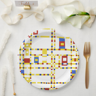 Assiettes En Carton Mondrian - Broadway Boogie Woogie