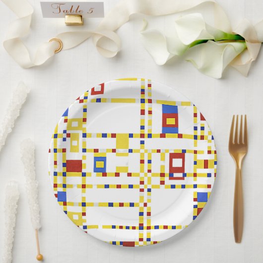 Assiettes En Carton Mondrian - Broadway Boogie Woogie (Mariage)