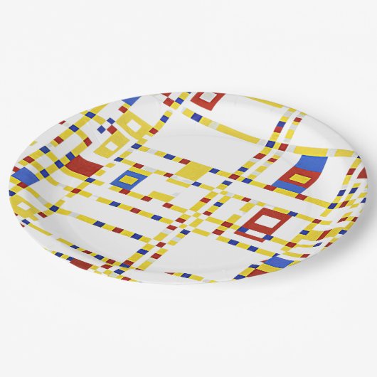 Assiettes En Carton Mondrian - Broadway Boogie Woogie (Angle)