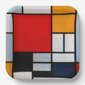 Assiettes En Carton Mondrian - Composition avec grand plan rouge (Recto)