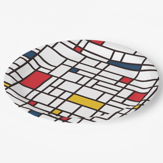 Assiettes En Carton Mondrian de Stijl (Angle)