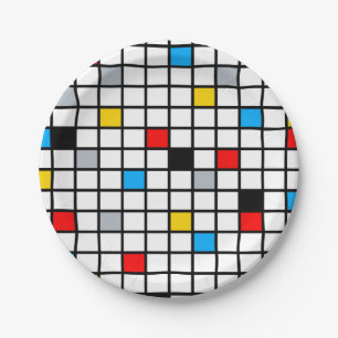 Assiettes En Carton Mondrian géométrique Composition minimaliste moder