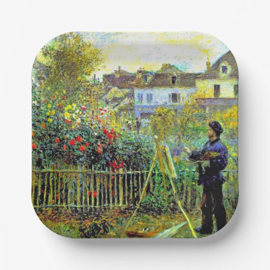 Assiettes En Carton Monet Peinture dans son jardin à Argenteuil (Recto)