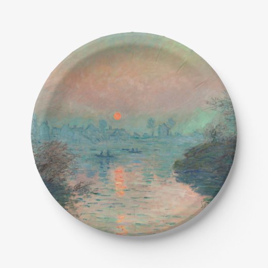 Assiettes En Carton Monet Sunset Seine Beaux-Art Impressionnisme (Devant)