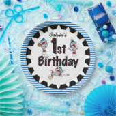 Assiettes En Carton Monkey Baseball 1er Joyeuses Plaques Papier Annive (Fête)