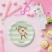 Assiettes En Carton Monkey on Pastel Green (Fête)