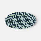 Assiettes En Carton Monnaie, bleu marine Grand Chevron ZigZag Motif (Angle)