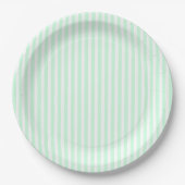 Assiettes En Carton Monnaie d'été Pale Green Mint & White Stripe (Devant)