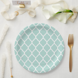 Assiettes En Carton Monnaie et blanc Quatrefoil marocain
