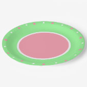 Assiettes En Carton Monnaie Pois rose verte (Angle)