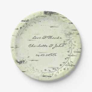 Assiettes En Carton Monnaie verte olive Cottage Birch Wreath Garland